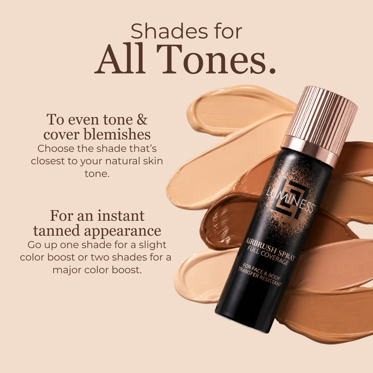 LUMINESS touch-up demo showing quick evening event coverage boost