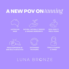 Luna Bronze on bathroom shelf in lifestyle setting conveying sustainable packaging appeal