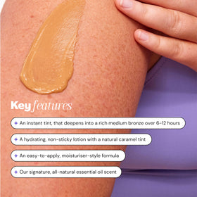 Luna Bronze lotion texture close-up demonstrating smooth, hydrating consistency