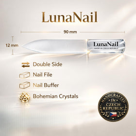 LunaNail buffer side polishing close detail, creates natural mirror shine