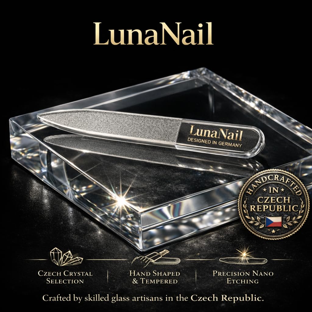 LunaNail file held in hand for scale, lightweight travel-friendly grooming