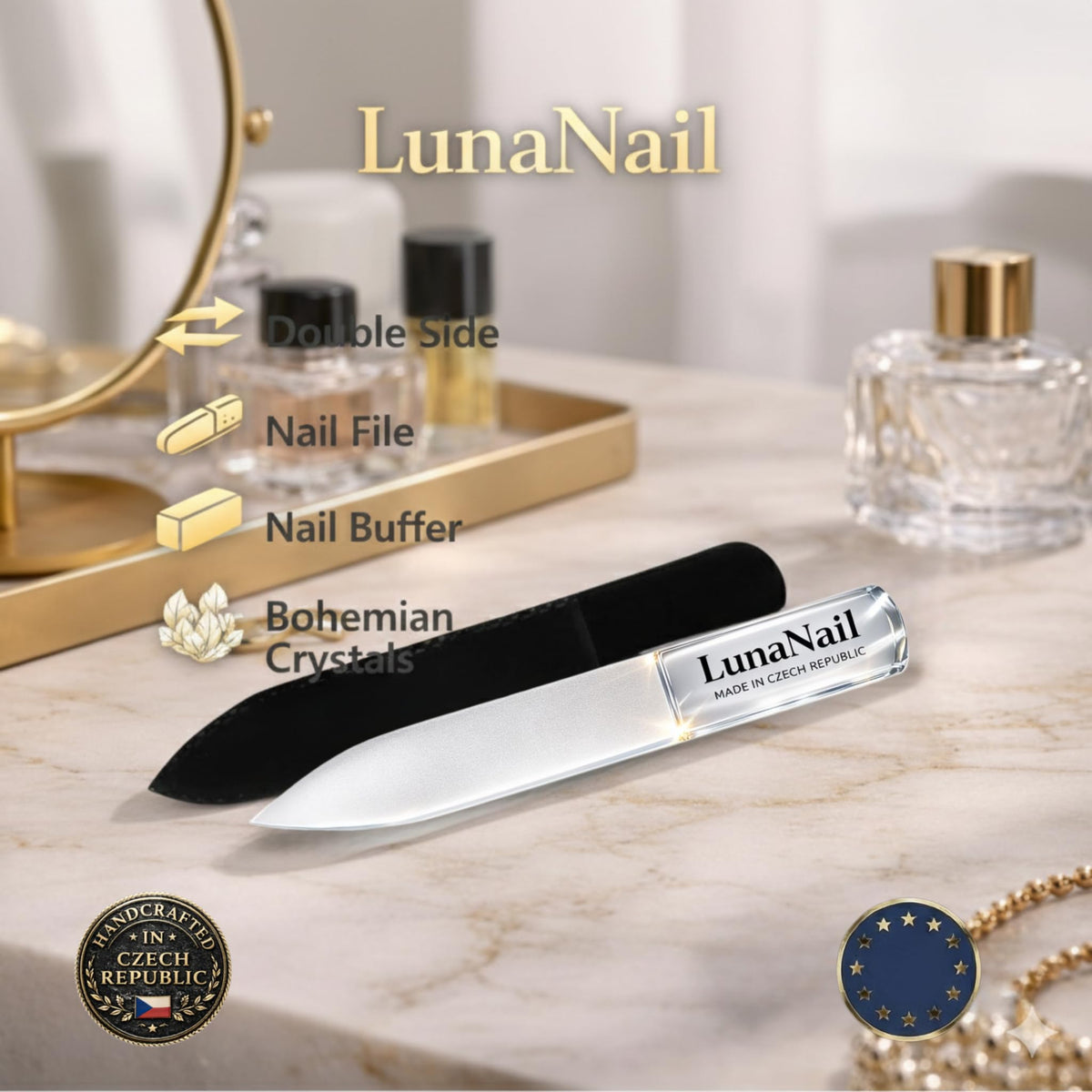 LunaNail washable glass under water, hygienic easy-to-clean design
