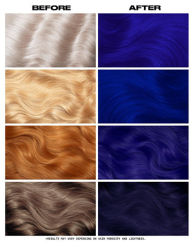 Lunar Tides Blue Velvet on bleached hair showing vibrant navy results