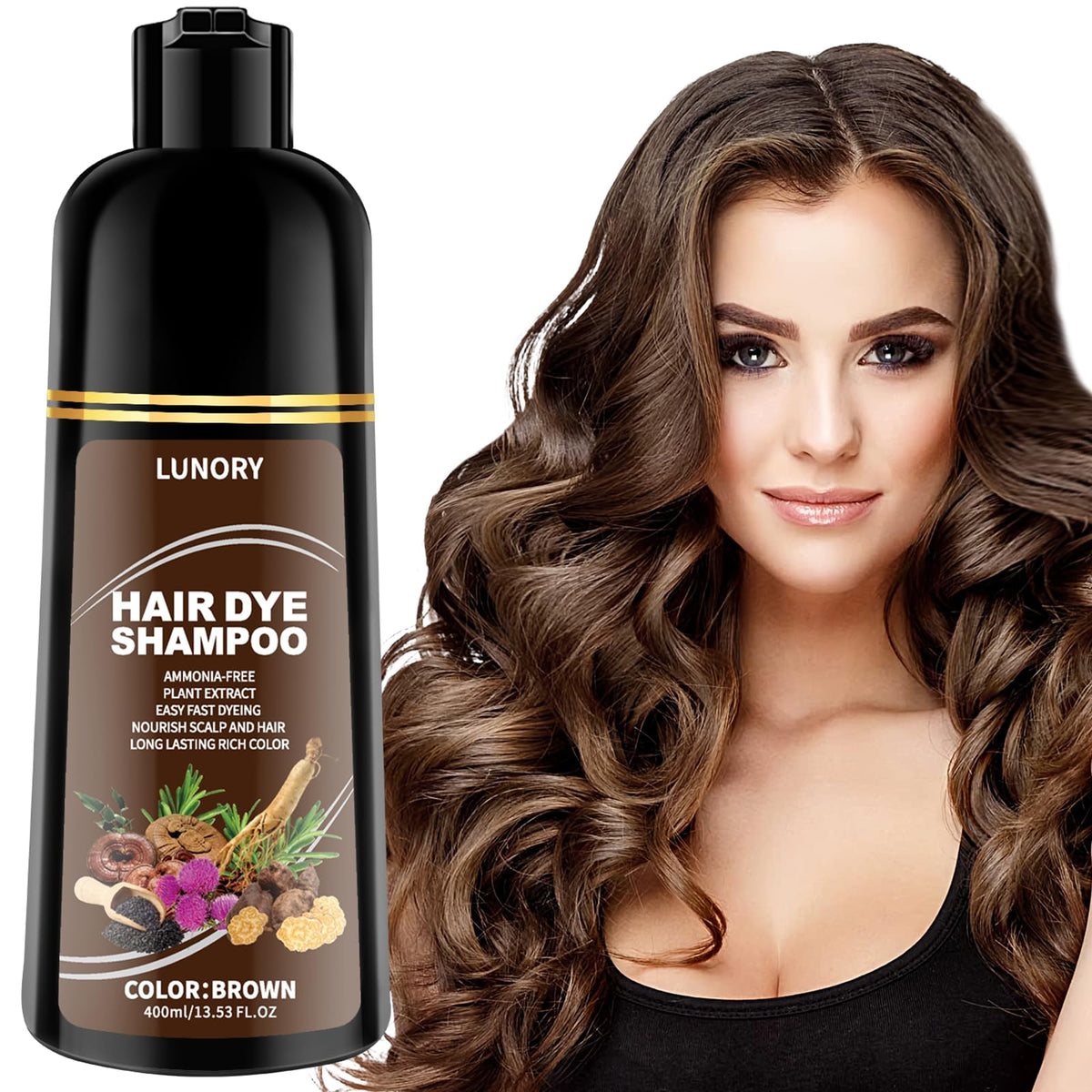 Lunory front packaging showing bottle and shade, clear product ID and benefit