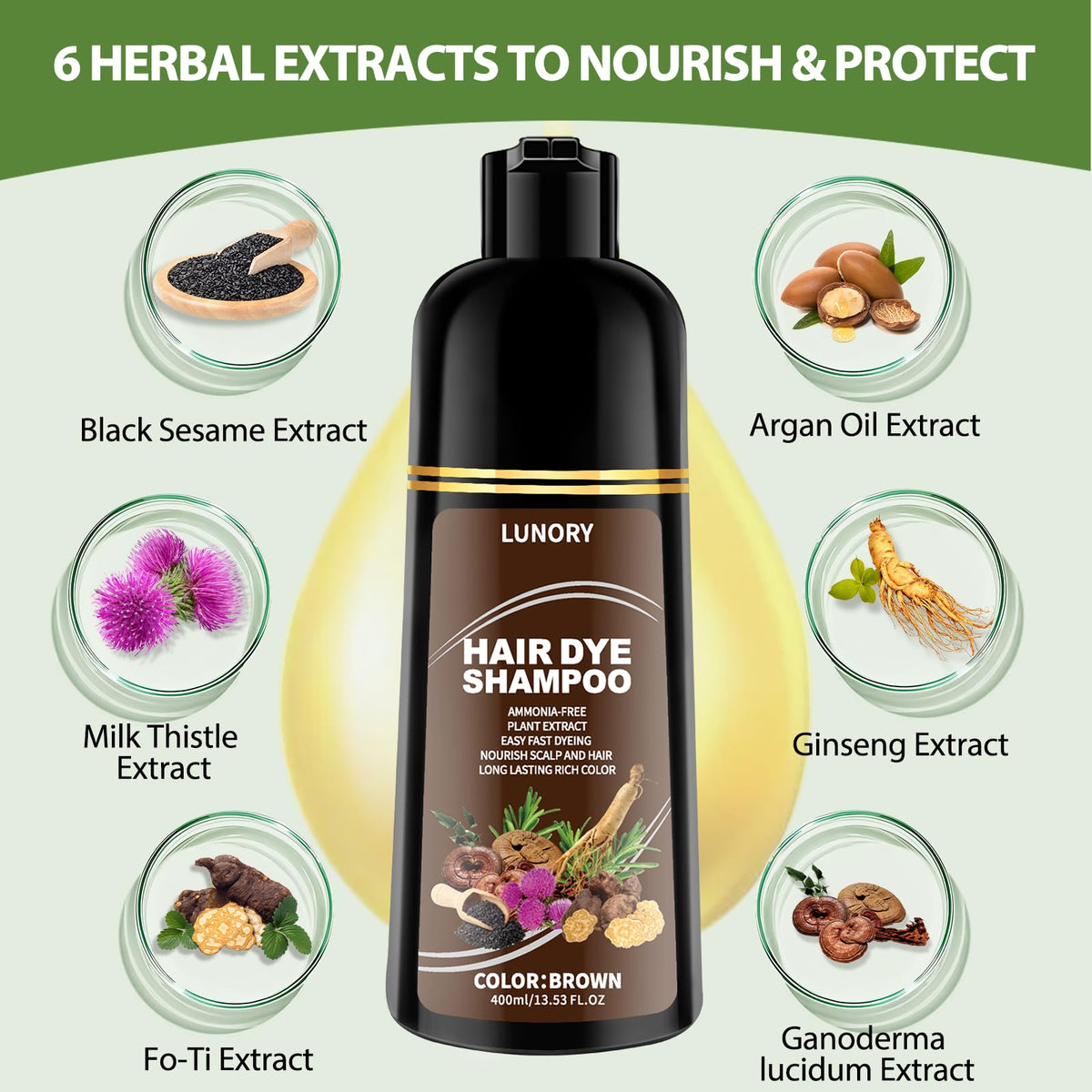 Lunory shampoo texture on palm showing creamy consistency and nourishing feel