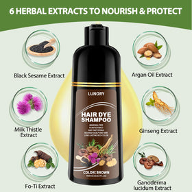 Lunory shampoo texture on palm showing creamy consistency and nourishing feel