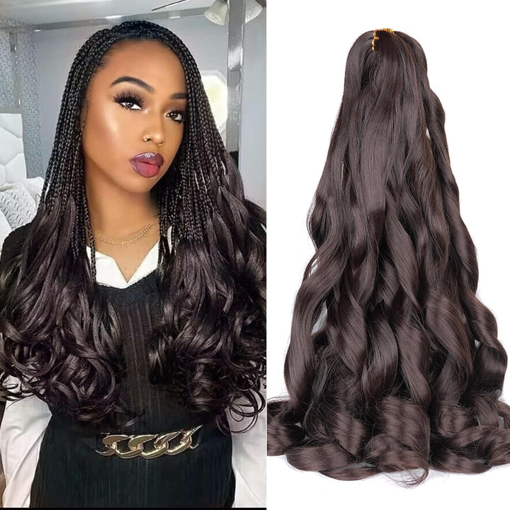 Luoyudu product front packaging showing French curly braiding hair and color #4 brown