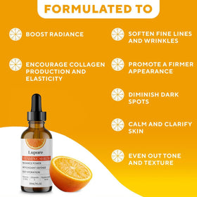 Lupure label showing 20% ascorbic acid ingredients for targeted brightening