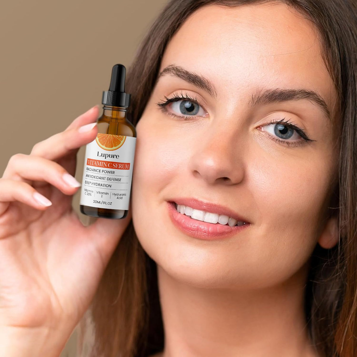 Lupure serum pictured in a skincare routine showing layering with moisturizer