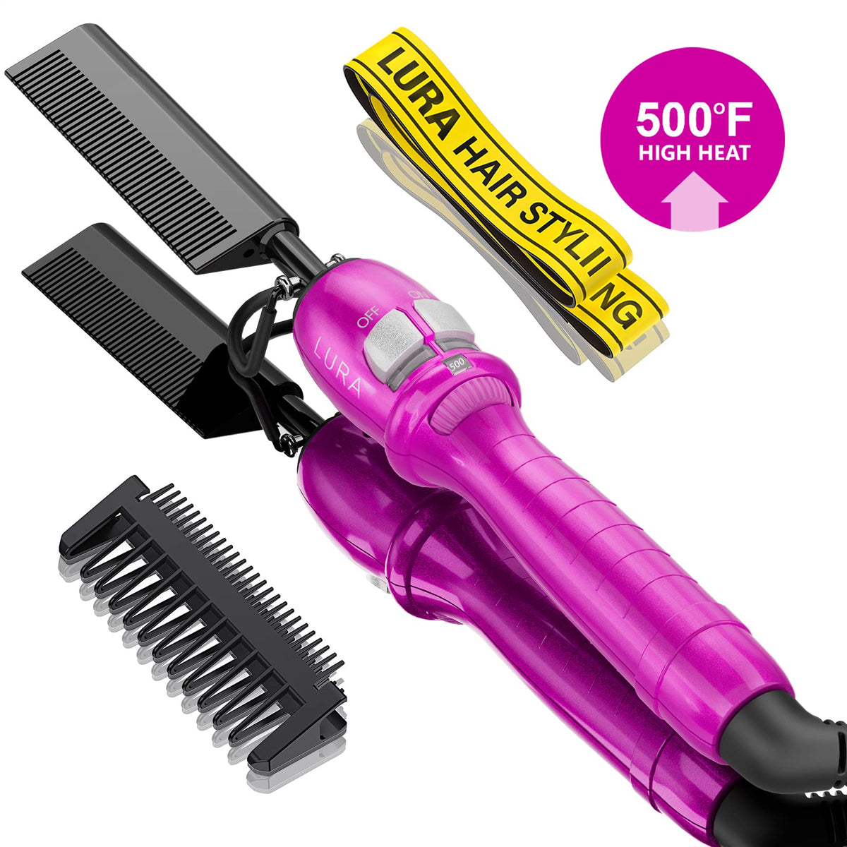 LURA hot comb packed in a travel bag demonstrating dual-voltage convenience abroad