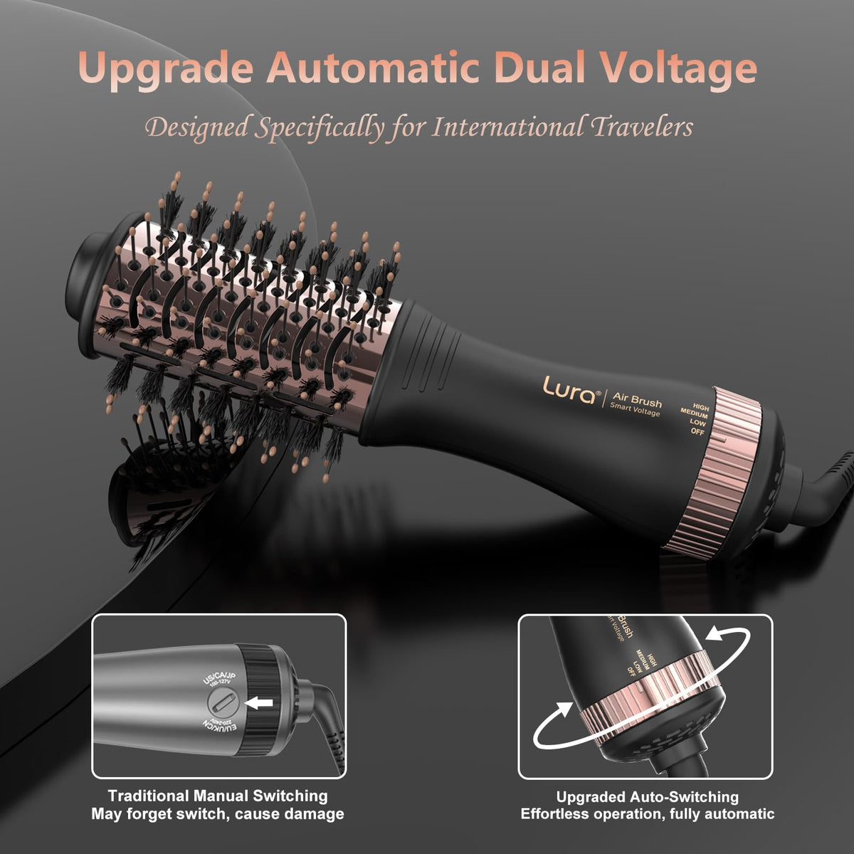 LURA nano-titanium barrel close-up for even heat and frizz control