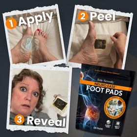 Lure Essentials pad applied to foot demonstrating easy nightly use