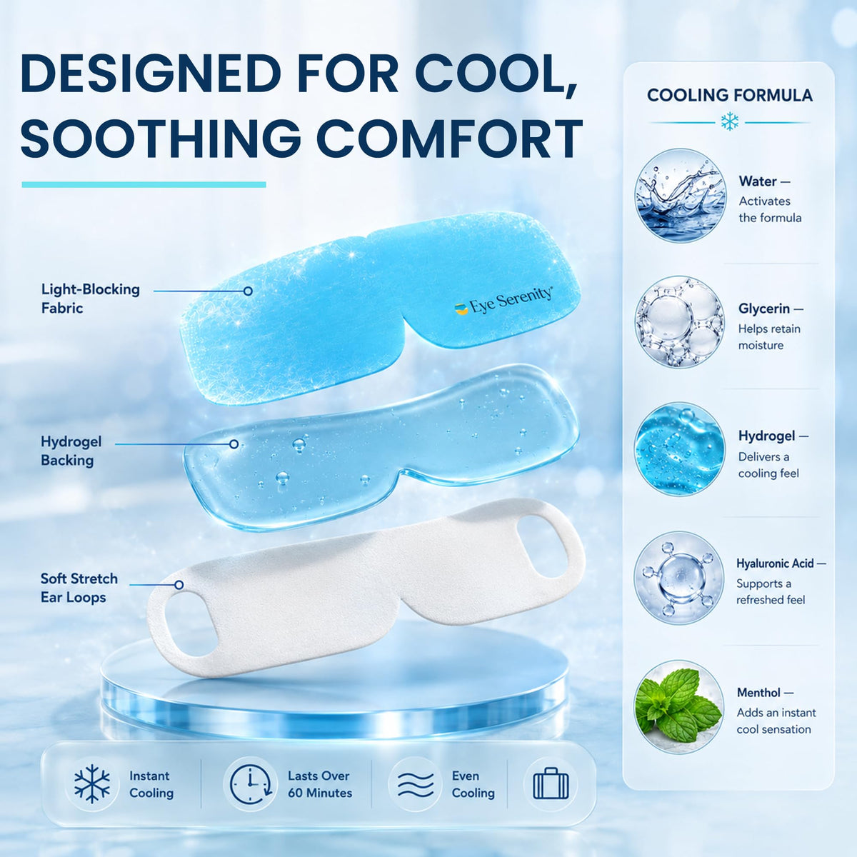 Lure Essentials on nightstand suggesting bedtime cooling comfort and relaxation