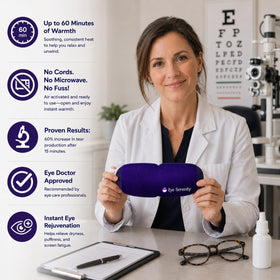 Lure Essentials steam effect in use illustrating calming warmth for dry eyes
