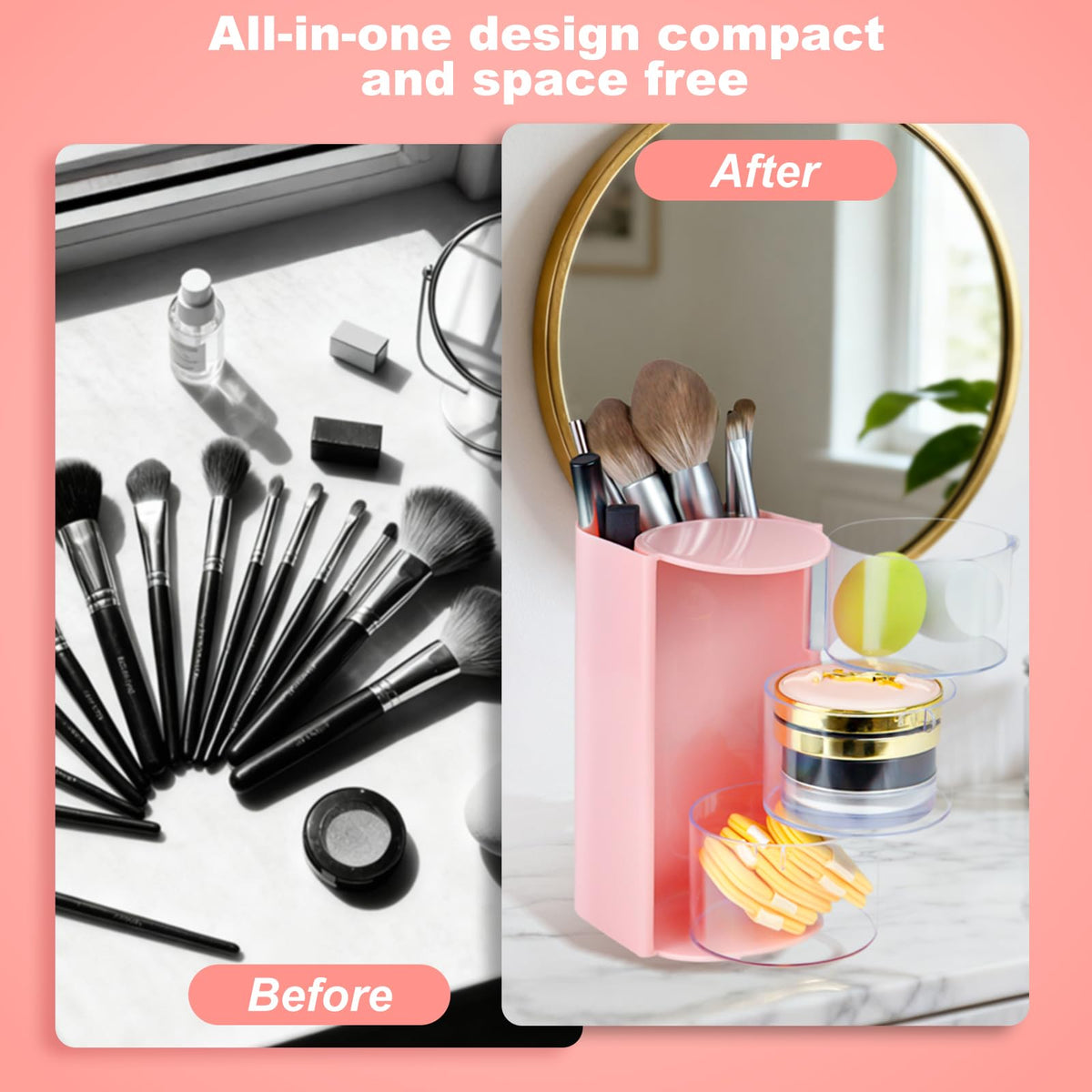 Luscinia styled on bathroom vanity to declutter countertop