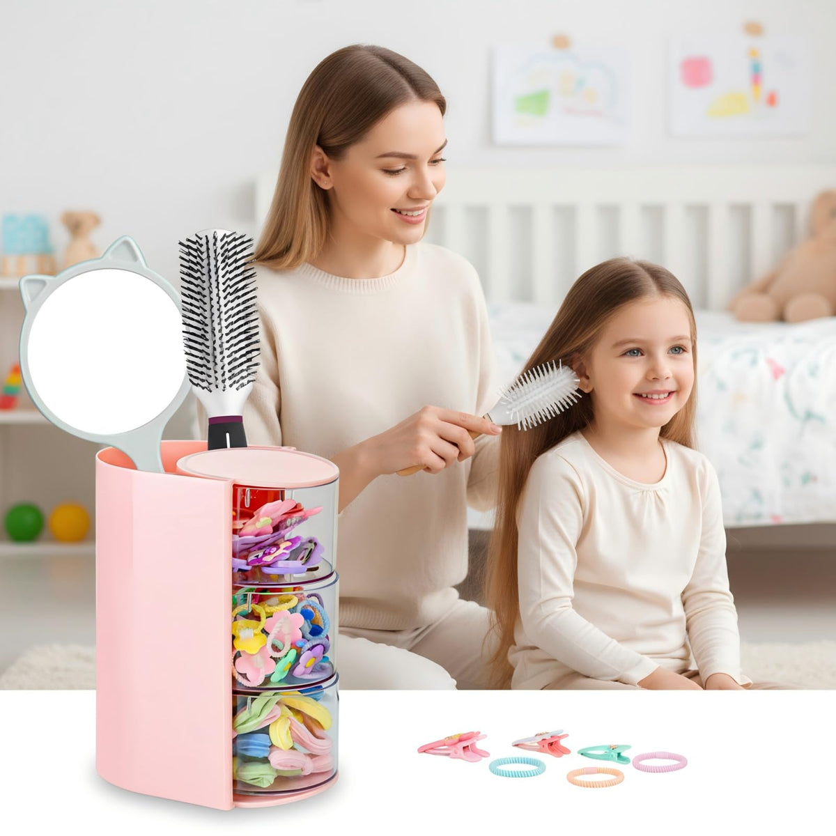 Luscinia rotating tiers open to access accessories quickly