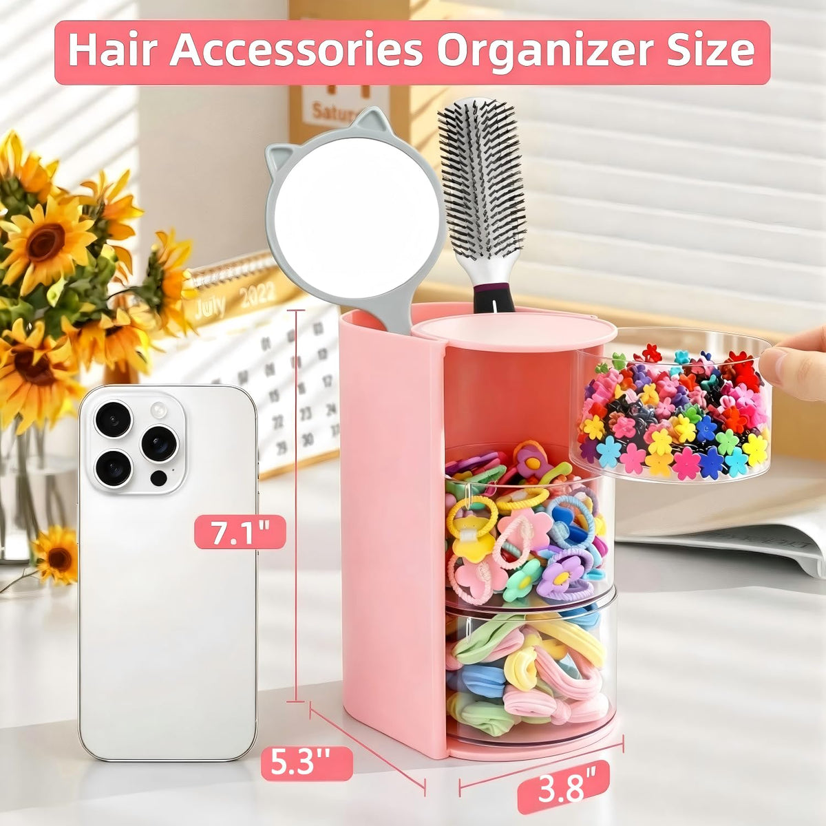 Luscinia top section holding hair brushes for upright storage
