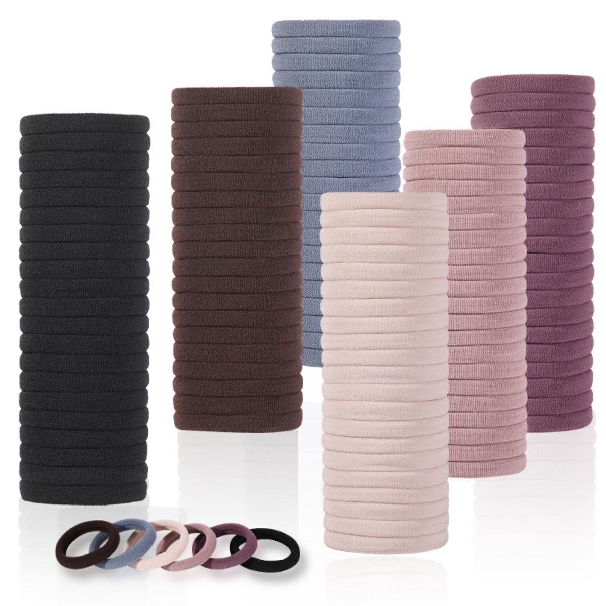 LuSeren front packaging showing 120 soft hair ties, offers convenient bulk supply