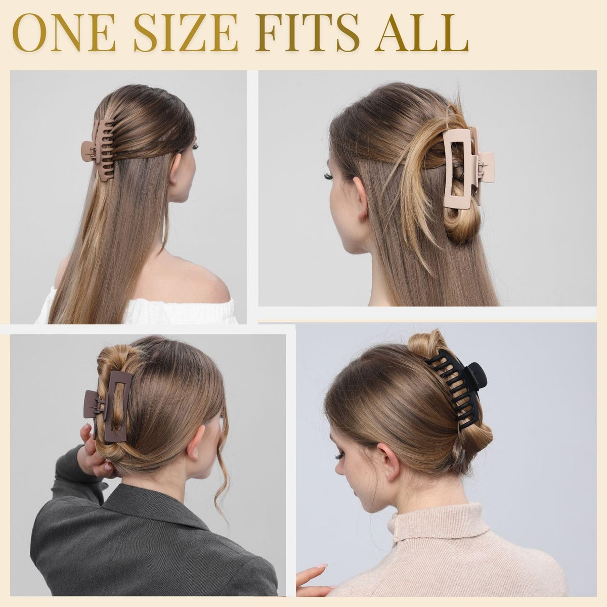 LuSeren clip securing a full thick ponytail for strong all-day support