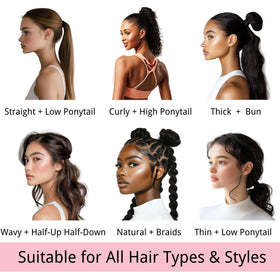 LuSeren hair tie wrapped around ponytail, secures hair without pulling