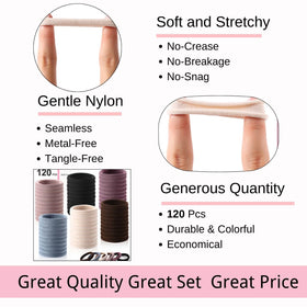 LuSeren hair tie held in hand for scale, demonstrates comfortable size and stretch