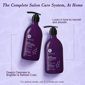 LUSETA after use on blonde hair delivering boosted shine and cool tone