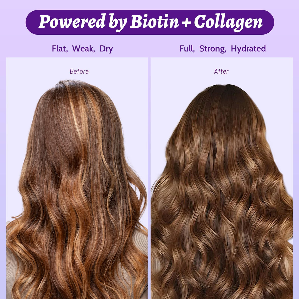 Luseta before after volume comparison showing fuller-looking hair