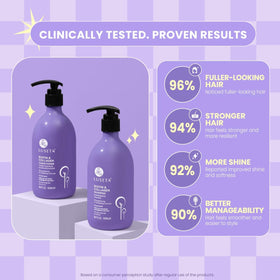 Luseta bottle label close-up highlighting biotin and collagen benefits