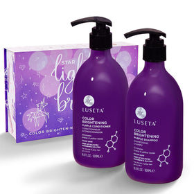 LUSETA front packaging showing both bottles and calming purple tone benefit