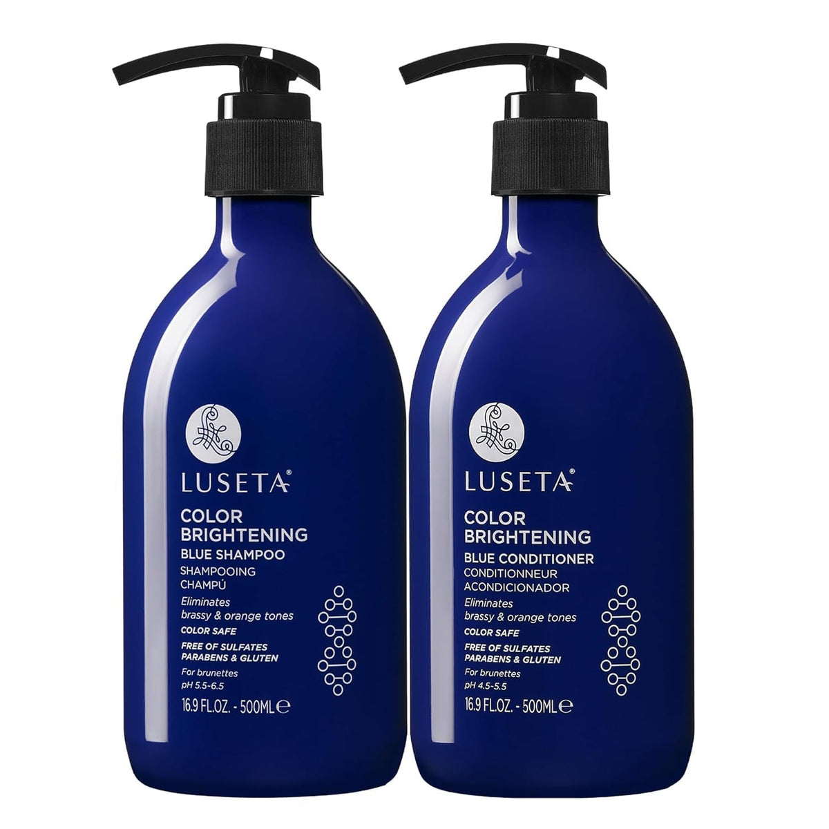 Luseta front packaging set showing both 16.9oz bottles and brand clarity benefit