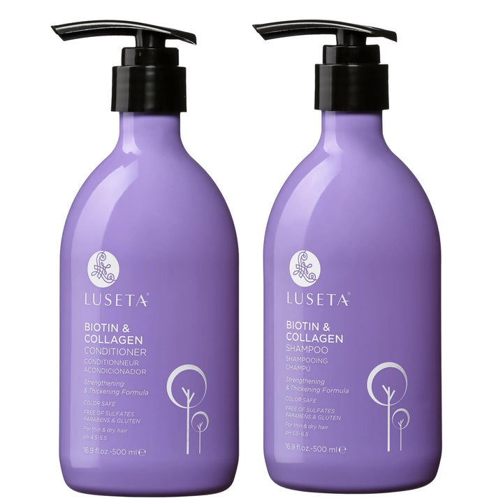 Luseta front packaging showing shampoo and conditioner for fuller hair