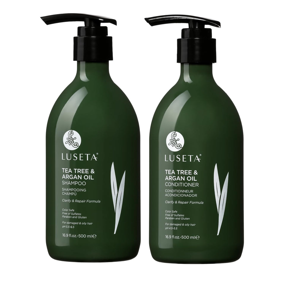 Luseta front packaging showing shampoo and conditioner for clean scalp