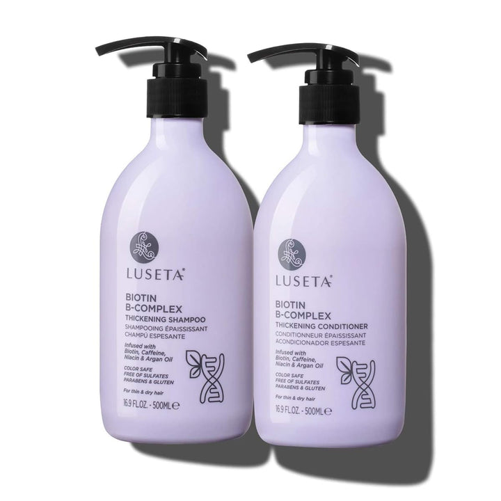 LUSETA front packaging showing shampoo and conditioner for fuller hair benefits
