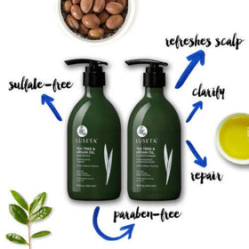 Luseta in-shower use on wet hair demonstrating cooling peppermint refresh
