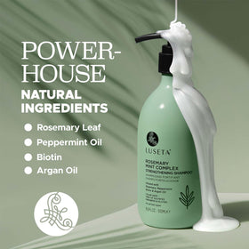 LUSETA in use on wet hair producing lather for gentle cleansing and detangling