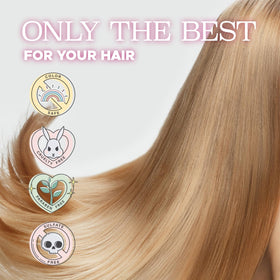 Luseta model with wet hair showing glossy, frizz-controlled finish