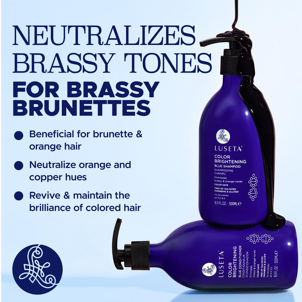 Luseta shampoo texture foam on palm illustrating gentle lather and toning benefit