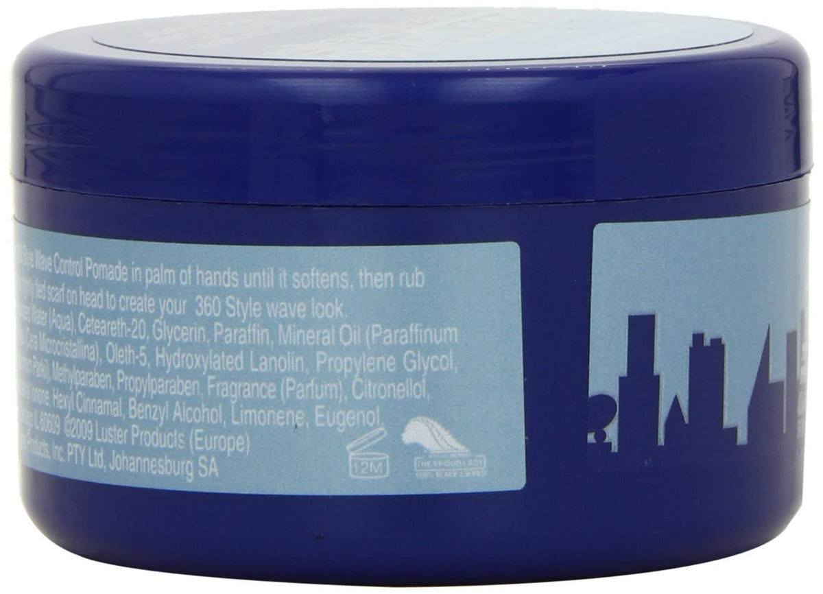 Luster's jar in hand for size comparison, illustrating compact 3-ounce convenience