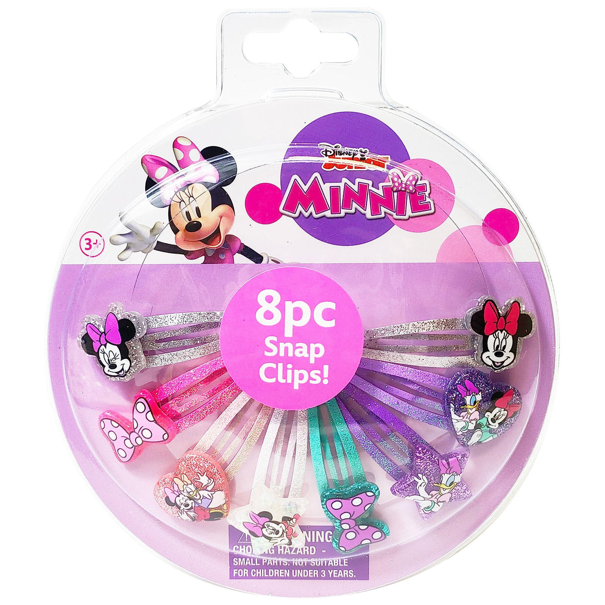 LUV HER Disney Minnie front packaging showing colorful snap clips, clear view and gift-ready