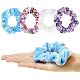 LUV HER scrunchies group flatlay showing four colors for styling variety