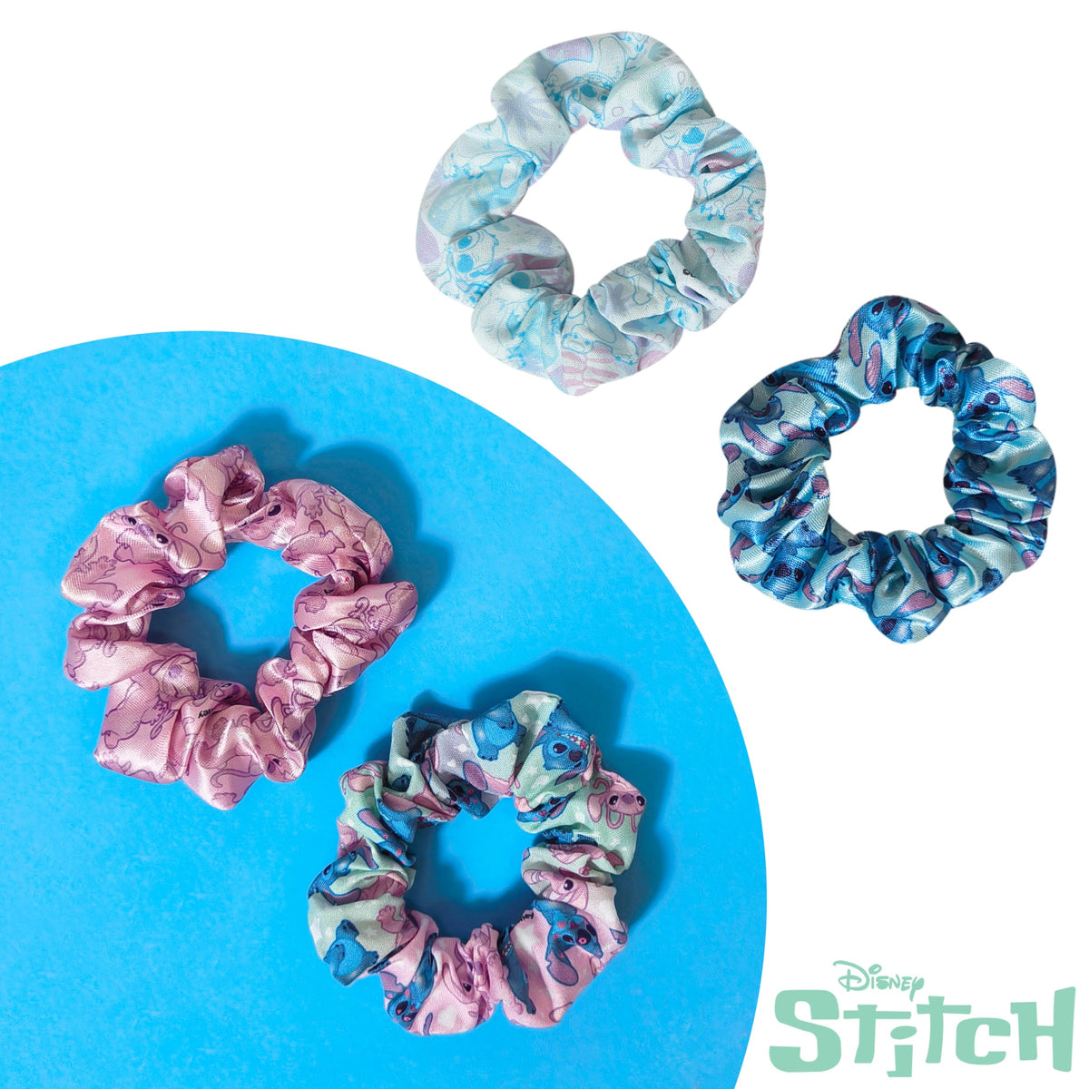 LUV HER flat lay of all four scrunchies showing color variety and mix-match options
