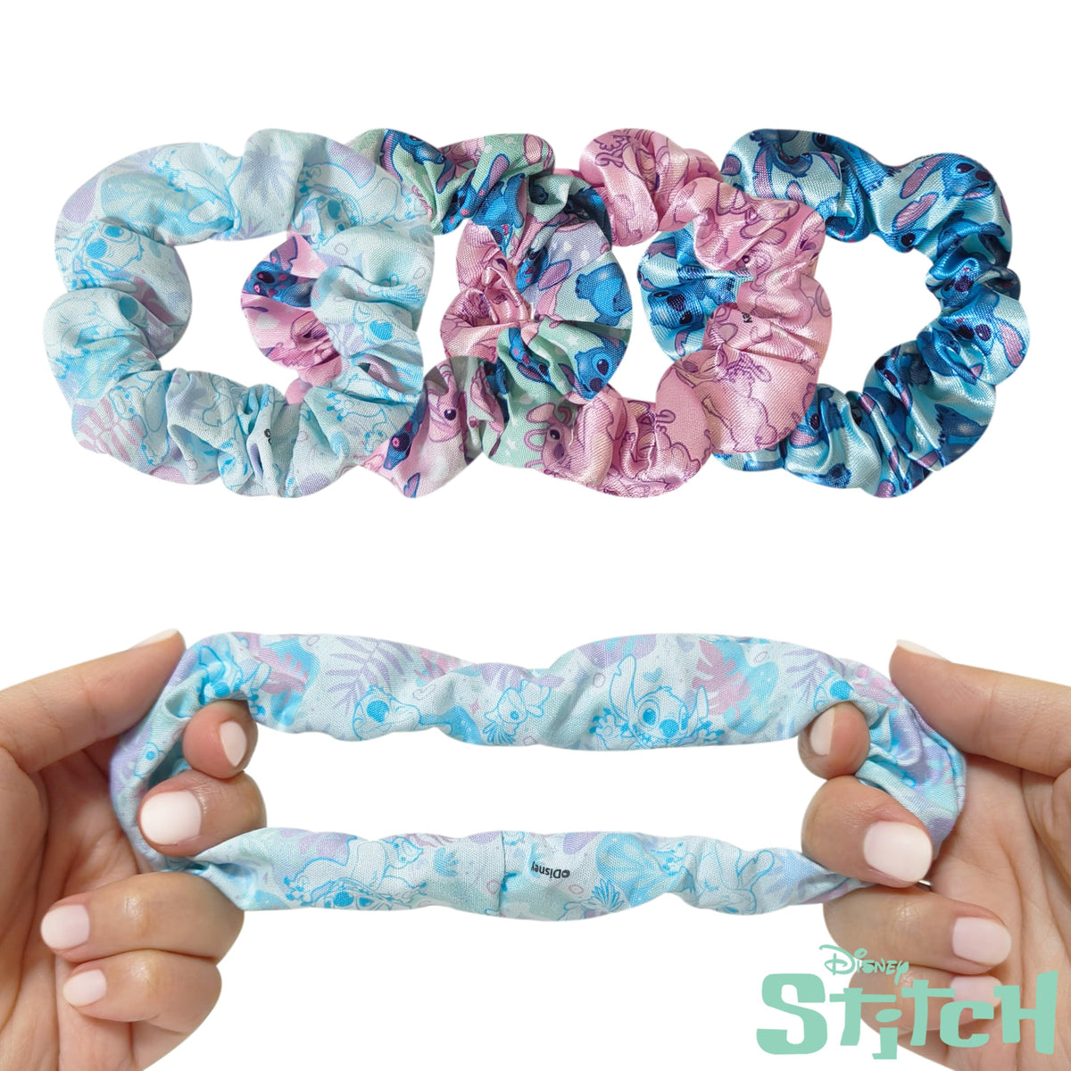 LUV HER scrunchie held in hand to show large size and easy handling