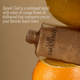 +Lux Unfiltered applied on shoulder illustrating bronzed finish and non-greasy feel