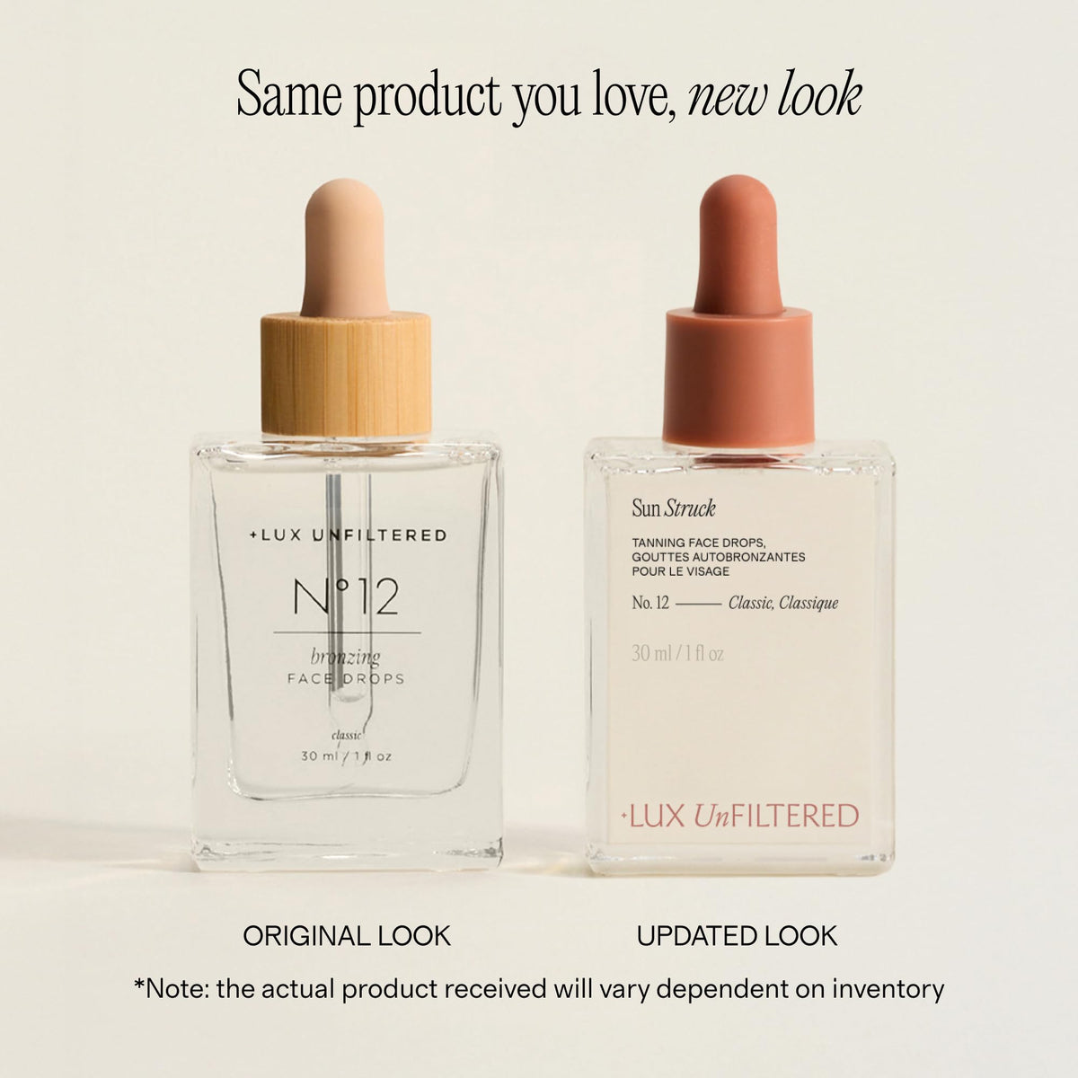 + Lux Unfiltered dropper dispensing clear tanning serum for precise controlled dosing