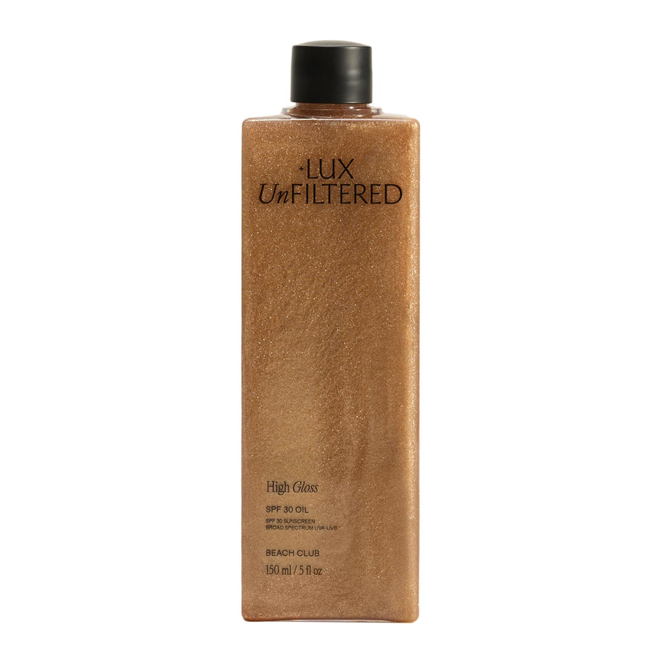 +Lux Unfiltered front bottle of N°30 showing label and SPF 30 for instant glow