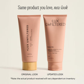 Lux Unfiltered label and pump detail highlighting clean formulation benefits
