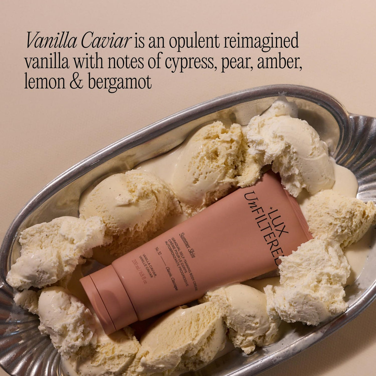 Lux Unfiltered pump and label detail showing clean ingredients and size