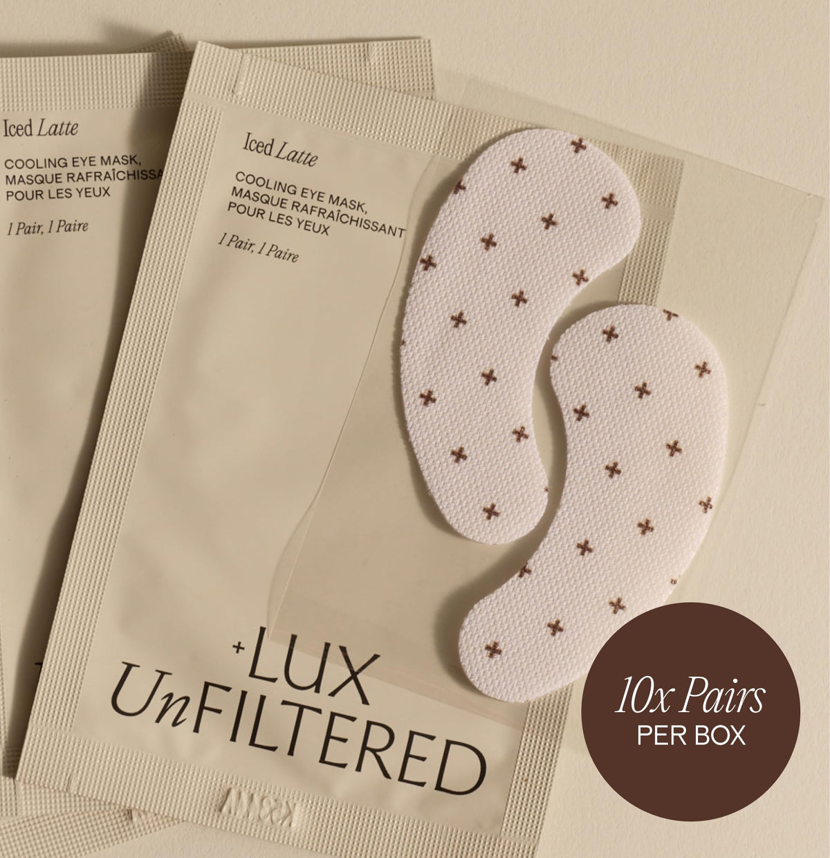 Lux Unfiltered patch next to hand for scale displaying compact travel size