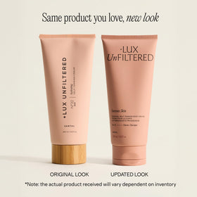 Lux Unfiltered close-up of lotion texture demonstrating creamy hydration and smooth spread