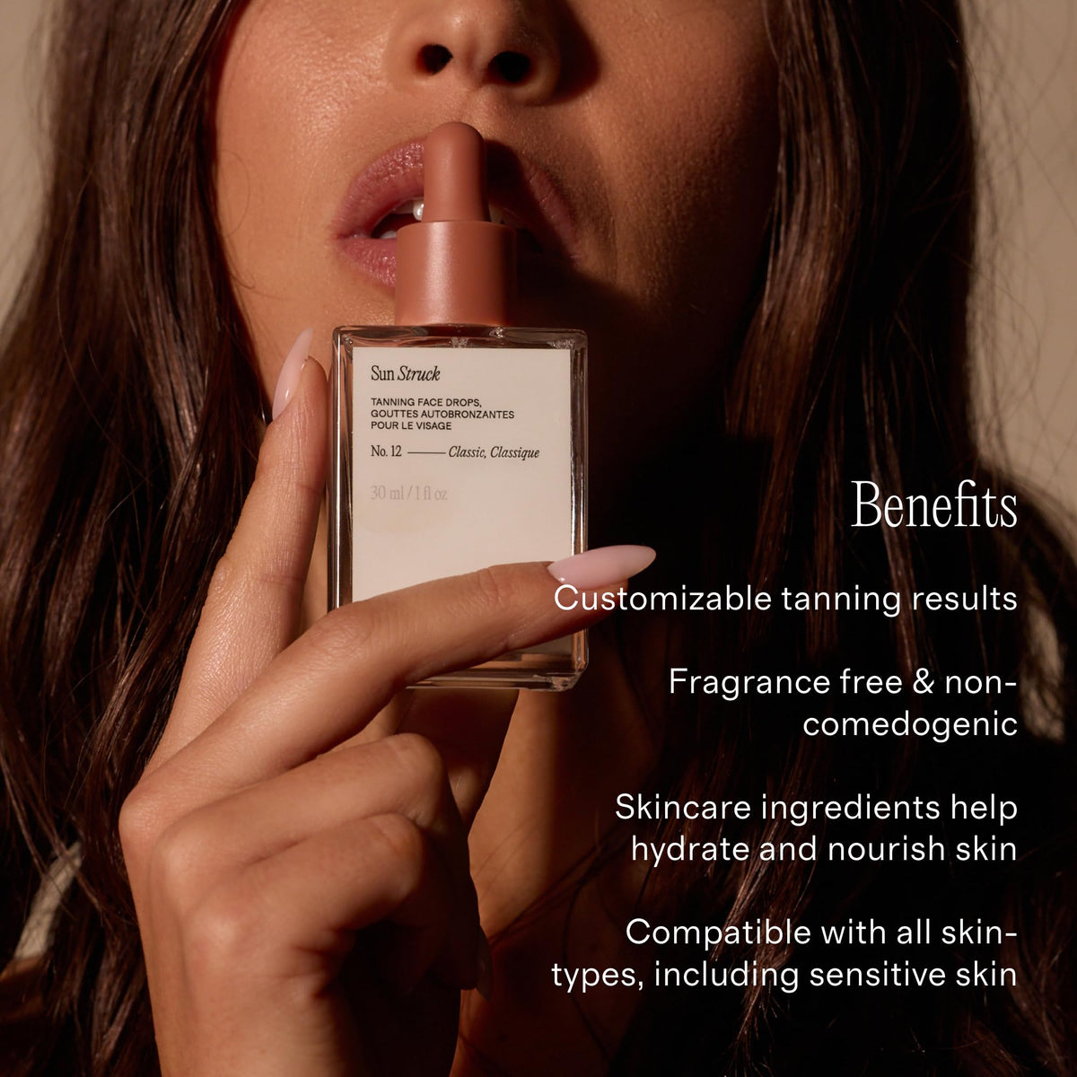 + Lux Unfiltered close-up texture on skin showing even, streak-free blend and hydration